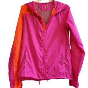 BROOKS Women’s Medium Running Jacket Pink Orange‎ Hooded DriLayer® Shield